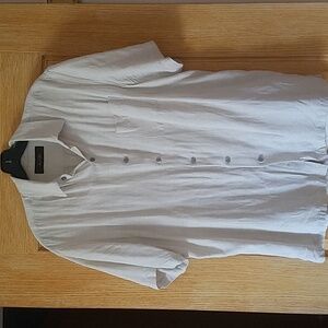 Tasso Elba silk & linen button down shirt sleeve shirt L